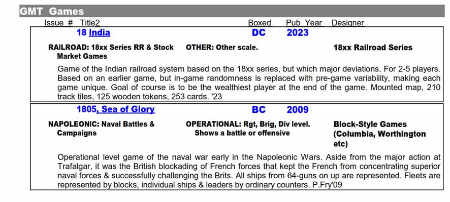 Sample of Game Description Catalog